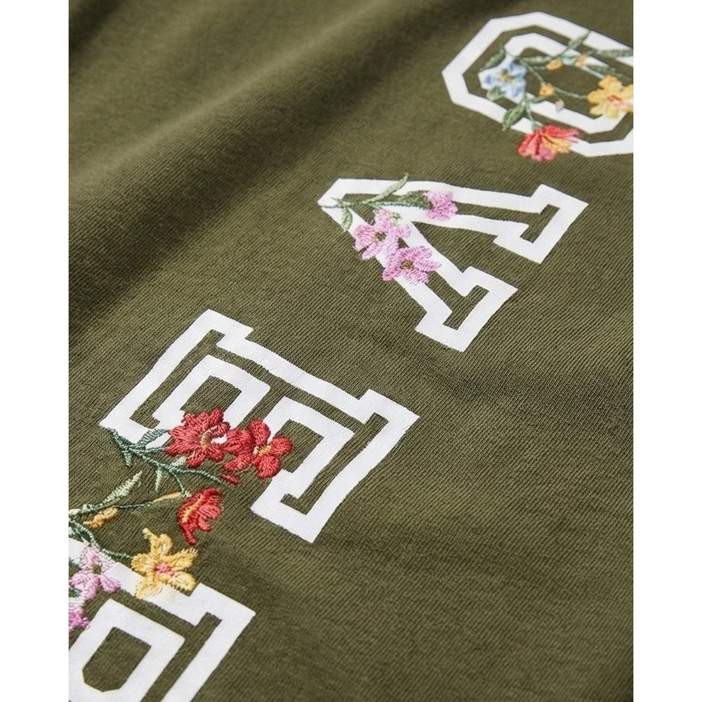 PINK‎ Victoria's Secret Olive Green Floral Logo Leggings L Athleisure